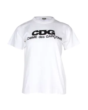 Comme Des Garcons Logo T-Shirt in White Cotton