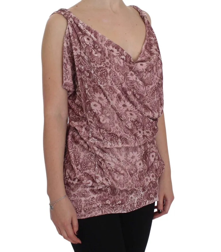Exte  Floral Print Viscose Silk Blouse Women's Top